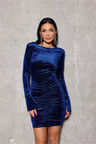 Elegant Mini Dress with Decorative Creasing & Cutout Sleeves