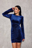 Elegant Mini Dress with Decorative Creasing & Cutout Sleeves