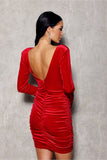Elegant Mini Dress with Cutout Sleeves and Creased Detail