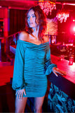 Glitter Mini Dress with Exposed Shoulders for Parties
