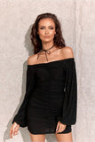 Stunning Glitter Mini Dress with Off-Shoulder Design