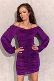 Glitter Mini Dress with Off-Shoulder Design for Parties