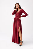 Elegant Brocade Maxi Dress with Cutout and Belt Detail
