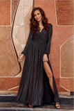 Elegant Brocade Maxi Dress with Back Cutout and Belt
