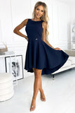 Elegant Navy Blue Dress with Longer Back for Dancing