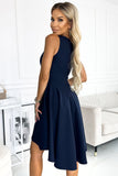 Elegant Navy Blue Dress with Longer Back for Dancing