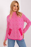 Geometric Pattern Women's Sweater with Zippered Pockets