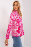Geometric Pattern Women's Sweater with Zippered Pockets