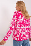Geometric Pattern Women's Sweater with Zippered Pockets