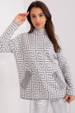 Geometric Pattern Long Sleeve Women's Sweater with Pockets