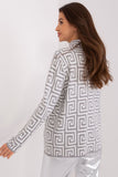 Geometric Pattern Long Sleeve Women's Sweater with Pockets
