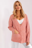 Elegant V-Neck Sweater with Button Detail and Variegated Texture