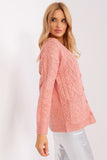 Elegant V-Neck Sweater with Button Detail and Variegated Texture