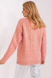 Elegant V-Neck Sweater with Button Detail and Variegated Texture