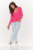 Fitted Women's Blouse with V-Neck and Buff Sleeves