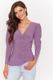 Elegant V-Neck Blouse with Puff Sleeves for Stylish Looks