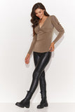 Elegant V-Neck Blouse with Feminine Puff Sleeves