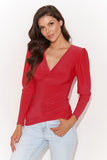 Elegant V-Neck Blouse with Romantic Buff Sleeves