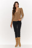 Elegant V-Neck Blouse with Romantic Buff Sleeves