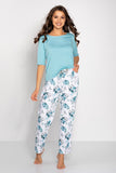 Elegant Women's Pajama Set with 3/4 Sleeves and Pockets