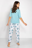 Elegant Women's Pajama Set with 3/4 Sleeves and Pockets