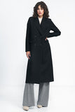Chic Black Oversize Coat with Double Row Fastening