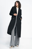 Chic Black Oversize Coat with Double Row Fastening