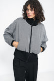 Stylish Black Herringbone Jacket with Practical Pockets