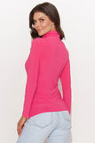 Elegant Turtleneck Blouse with Gold-Plated Detail