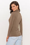 Elegant Turtleneck Blouse with Gold-Plated Detail