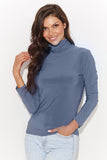 Elegant Turtleneck Blouse with Gold-Plated Detail