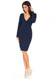 Envelope Front Sweatshirt Knit Dress with Raw Edges