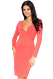 Envelope Front Sweatshirt Knit Dress with Raw Edges