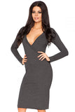Envelope Front Sweatshirt Knit Dress with Raw Edges