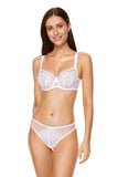 Elegant Shimmering Embroidered Thong with Tulle Back