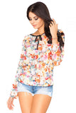 Elegant Chiffon Blouse with Decorative Teardrop Detail