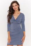 Chic Long Sleeve Heart Neckline Short Dress in Various Colors