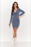 Chic Long Sleeve Heart Neckline Short Dress in Various Colors