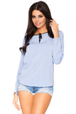 Elegant Chiffon Blouse with Teardrop Detail and Ribbon Neckline