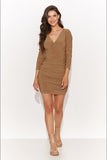 Elegant Long Sleeve Heart Neckline Short Dress