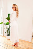 Satin Inflatable Gown with Lace Detailing and Waist Belt