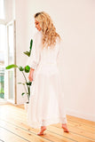 Satin Inflatable Gown with Lace Detailing and Waist Belt
