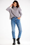 Loose Fit Long-Sleeved Ribbed Turtleneck Sweater