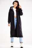 Unbuttoned Hooded Sweatshirt with Side Slits and Pockets