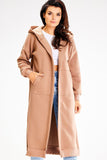 Unbuttoned Hooded Sweatshirt with Side Slits and Pockets