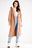 Unbuttoned Hooded Sweatshirt with Side Slits and Pockets