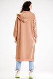 Unbuttoned Hooded Sweatshirt with Side Slits and Pockets