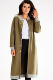 Long Straight Sweatshirt with Striped Ribbing and Press Studs