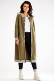 Long Straight Sweatshirt with Striped Ribbing and Press Studs