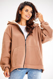 Loose-Fit Hooded Zippered Sweatshirt with Front Pockets